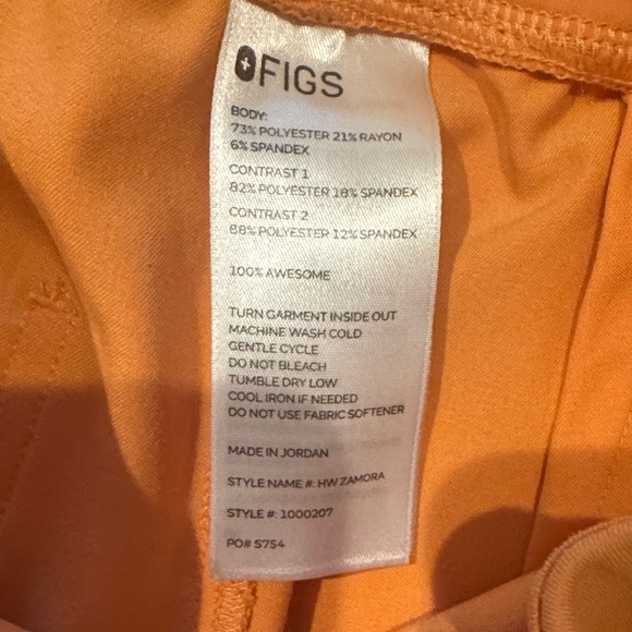 Figs Orange scrubs, high waisted with Blue Accents - Picture 3 of 4